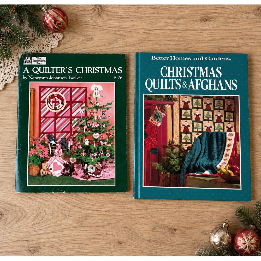 Vintage Christmas Quilt Pattern Book Bundle Quilts Afghans Holiday Crafts